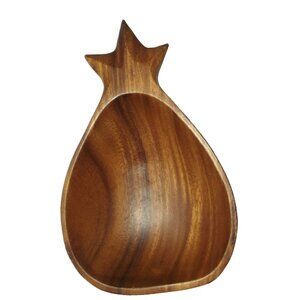 Monkey Pod Wood Pineapple 7-5/8" Bowl Serving Trinket Nut Dish MCM vtg